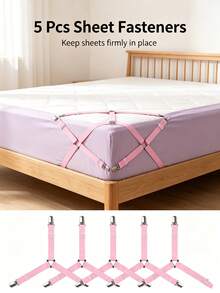 8pcs Elastic Bed Sheet Straps, Adjustable Triangle Bed Sheet Holder Clips, Keep Sheets Flat Non‑Slip, For Mattress Covers, Perfect For Halloween, Christmas, Back‑To‑School Dorm Bedroom, Stop Sheets Shifting & Wrinkling[4/1pc] - Multicolor - View 4