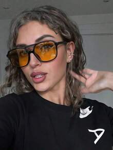 1 par de gafas de moda aviador de doble marco para mujer, adecuadas para el uso diario de la mujer, también aplicables para atuendos casuales y de negocios en otoño e invierno. Regalo ideal para vacaciones de verano en la playa, actividades al aire libre y viajes, especialmente adecuadas para vacaciones de verano en la playa. - Multicolor - Ver 6