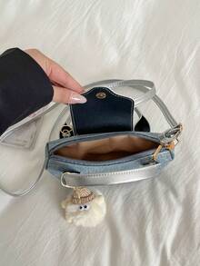 Mini Bolso Versátil con Bloques de Color y Solapa, Sin Colgante, Bolso Cruzado Casual y Práctico con Decoración de Remaches Personalizado para Mujeres, Adecuado para Compras, Billetera, Mujeres Jóvenes, Estudiantes Universitarias, Nuevos Empleados de Oficina y Trabajadores de Cuello Blanco. Perfecto para Oficina, Universidad, Trabajo, Negocios, Desplazamientos, Actividades al Aire Libre, Viajes y Salidas - Multicolor - Ver 7