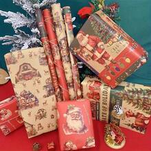 8pcs/4pcs Vintage Poster Wrapping Paper - 19.69x27.56 Inches, Santa Claus/Snowman Pattern Design, Suitable For Holiday Gifts And Winter Wonderland Decor, Tree Themed Paper Material (4/8pcs) - Multicolor - View 2