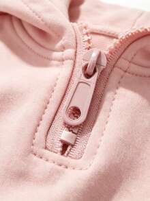 Tween Girl Preppy Style Cartoon Face Graphic Solid Color Sweatshirt And Pants Set, Minimalist Design, Comfortable For Spring, Autumn, Winter, 2-Piece - Pink - View 6