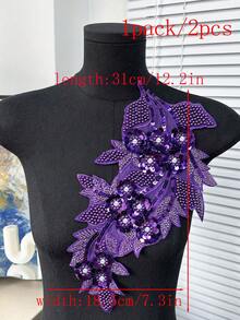 20pcs/Pack, Assorted Colors, New 3D Computer Embroidered Crystal Rhinestone Applique Patches, For Clothing Decoration, DIY Wedding Dress Accessories, Sewing Embroidery Crafts - A - View 58