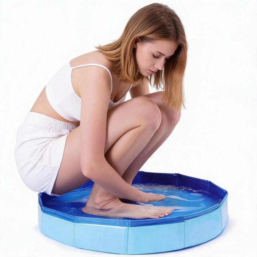 1pc Portable Foldable Pool Inlet Foot Basin, Multi-Functional Pool Cleaning Accessory, Foldable Bathtub, Suitable For Swimming Pool, Pool Accessories, Inflatable Pool, Inflatable Pool Float, Vacation Essentials - Multicolor - View 1