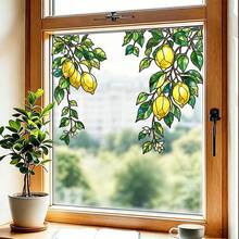 2pcs/Set Stained Glass Lemon Vine Window Clings, Static Cling Hanging Plant Window Decals, Double-Sided Non-Adhesive Film For Sliding Glass Doors Kitchen Home Window Decor - Multicolor - View 12