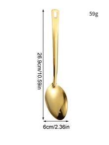 1pc/6pcs Luxury Stainless Steel Dinner Spoon Set, 10.59 Inch (Approx. 26.9 Cm) Mirror Polished Design, Easy To Clean, No Residue, Dishwasher , Rust-Resistant, Suitable For Home Kitchen, Wedding, Party And Restaurant - Gold - View 3