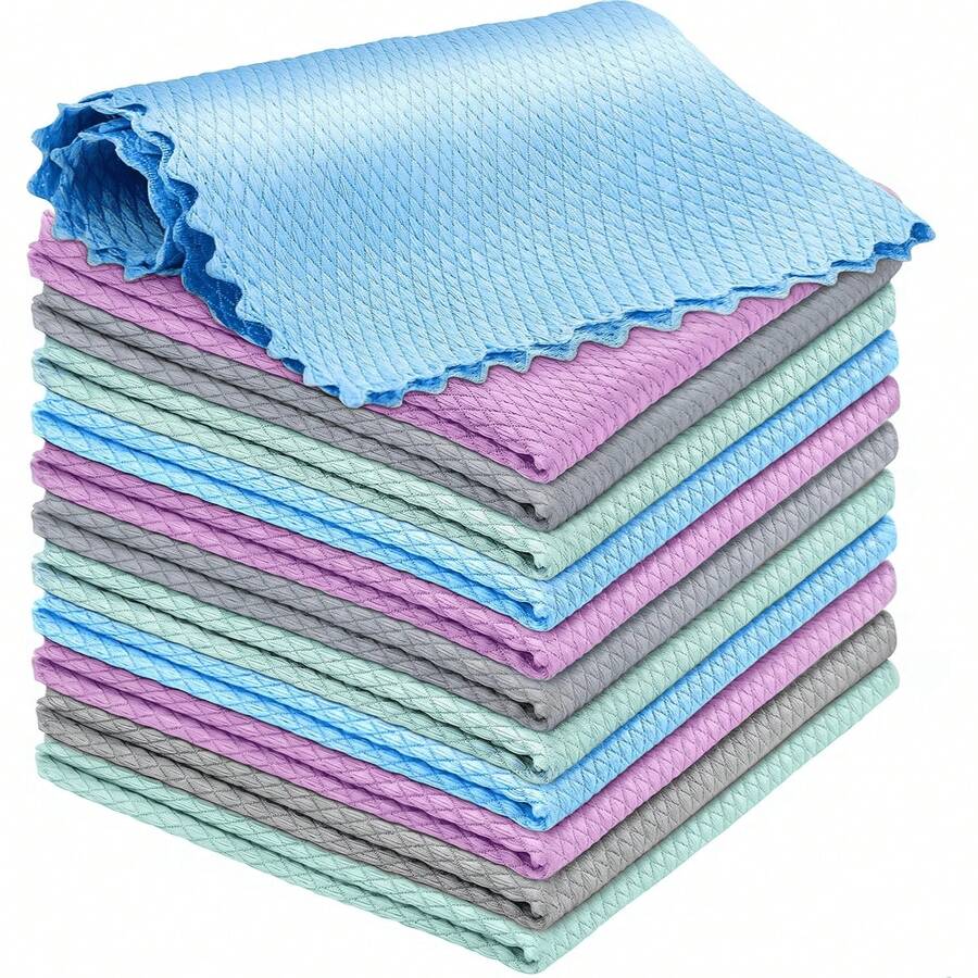 1/5pcs Set, Reusable Fish Scale Cloth, Size 15.74" X 11.81", Premium Microfiber Glass Cleaning Cloth, Quick Dry Polishing Cloth, Scratch-Free Lint-Free Cleaning Rag, Suitable For Glass, Kitchen Windows And Other Surfaces, Essential Home Helper. Christmas, Car Accessories, Kitchen Accessories, Home , Home, Bathroom Accessories, Cleaning, Cleaning Supplies