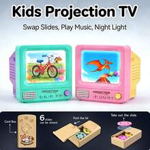 6 Cards/36 Patterns Mini Vintage Projection TV Toy, 4-In-1 Educational Projector With Music And Night Light, Cartoon Slide Story Projector With Remote Control, Toddler Learning Sensory Toy Gift - Multicolor - View 10