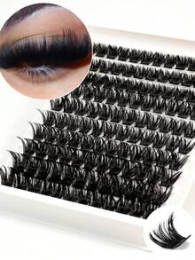 10 Rows 120 Clusters Of Dense Eyelashes, Large Capacity 160D Eyelash Box, Curled Cluster Eyelash Extensions, Dramatic Eyelashes, 10-18mm Dense Eyelash Clusters, Suitable For Beginners, Creating Full And Curled Charming Eyelashes - D - View 4