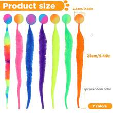 5 Packs Colorful Plush Elastic Ball Cat Toy, Mixed Elastic Ball And Tail Cat Toy, Large Magic With Fluorescent Ball, Interactive Cata Toy Ball, Rainbow Color, Random Color - Multicolor - View 12