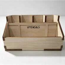 Wooden Kitchen Utensil Storage Box Organizer With Dividers, Tableware Holder For Home Decor And Kitchen Storage - View 6