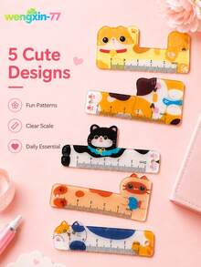 5pcs Cute Mini Rulers 5cm Pocket Rulers, Portable Measuring Tools, Student Stationery Gifts - Multiple Styles - View 12
