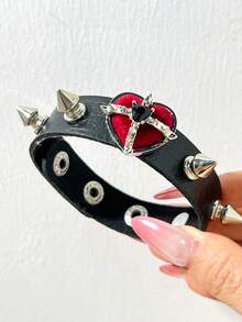 Sweet & Cool Subculture Acrylic Wide Bracelet Collection Y2K Gothic Bat Demon Eye Cross Skull Rivet Hot Girl Wristband Accessory - Multicolor a - View 7