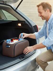Multifunctional Car Storage Box, Fashionable Large Capacity Passenger Seat Organizer, Multi-Purpose Trunk Organizer, Easy To Clean Car Storage Solution, Car Interior Organizer, Large Opening Water Bottle Storage Box - Trunk Storage - View 2