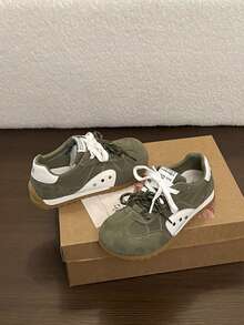 Sepatu Atletik Wanita Model Low-Top, Bertali, Desain Patchwork Berlapis - Hijau - View 7