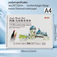 1pc Acrylic Marker Dedicated A4 Drawing Pad, High-Quality Painting Paper Spiral Coil Notebook, Double-Sided Drawing, Ink Resistant To Bleeding, Smooth Coloring With Even Tones, Suitable For Art Students Hand Drawing, Daily Doodling, Outdoor Sketching, Quick Sketches, Universal Drawing Notebook For Students And Adults - Drawing Marker - View 14