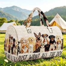 1pc Mibai Multi-Pattern Dog Quilted Cylinder Travel Tote Bag, Cute Pet Style, Suitable For Dog Lover Women, Halloween Thanksgiving Christmas Gift - Multicolor - View 3