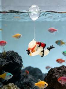 2pcs Glowing Diver Aquarium Decor, Floating Mini Diver Fish Tank Decoration, Cute Underwater Landscape Resin Ornament, Ideal Holiday Gift For Christmas, Halloween, Home Party And Home Aquarium Decoration - A - View 4