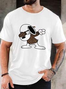 Men's Pure Cotton Short Sleeve T-Shirt Casual Everyday Summer Relaxed Fit Breathable Basic Tee Top - 白色 - 查看 9