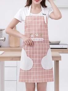 1pc Waterproof & Oil-Proof Apron With Towel Pocket, Suitable For Cooking And Baking, Ideal For Home Cleaning, Kitchen Cleaning, Stain-Resistant & Waterproof - Multicolor - View 2