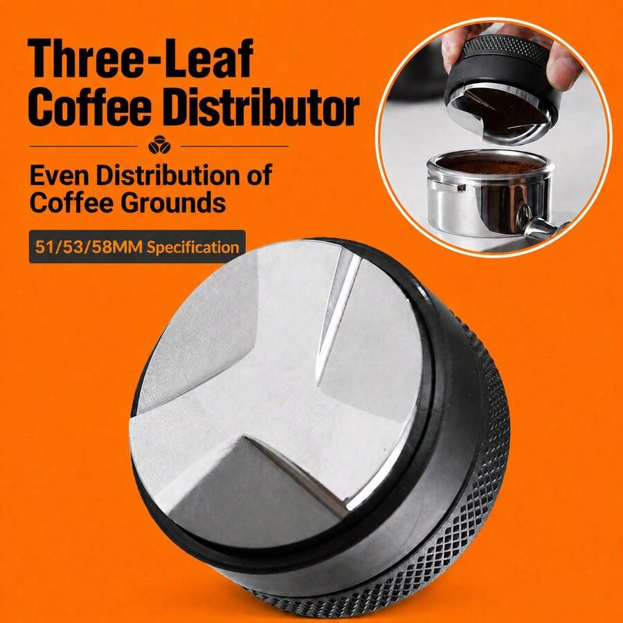 1 buah Alat Penyebar Kopi Espresso, Penyebar Tamper Kopi 51/53/58mm, Alas ABS+Paduan Aluminium, Alat Pembuat Kopi untuk Rumah, Dapur, Kedai Kopi, Perlengkapan Kopi, Alat Espresso, Hitam - Hitam - View 1