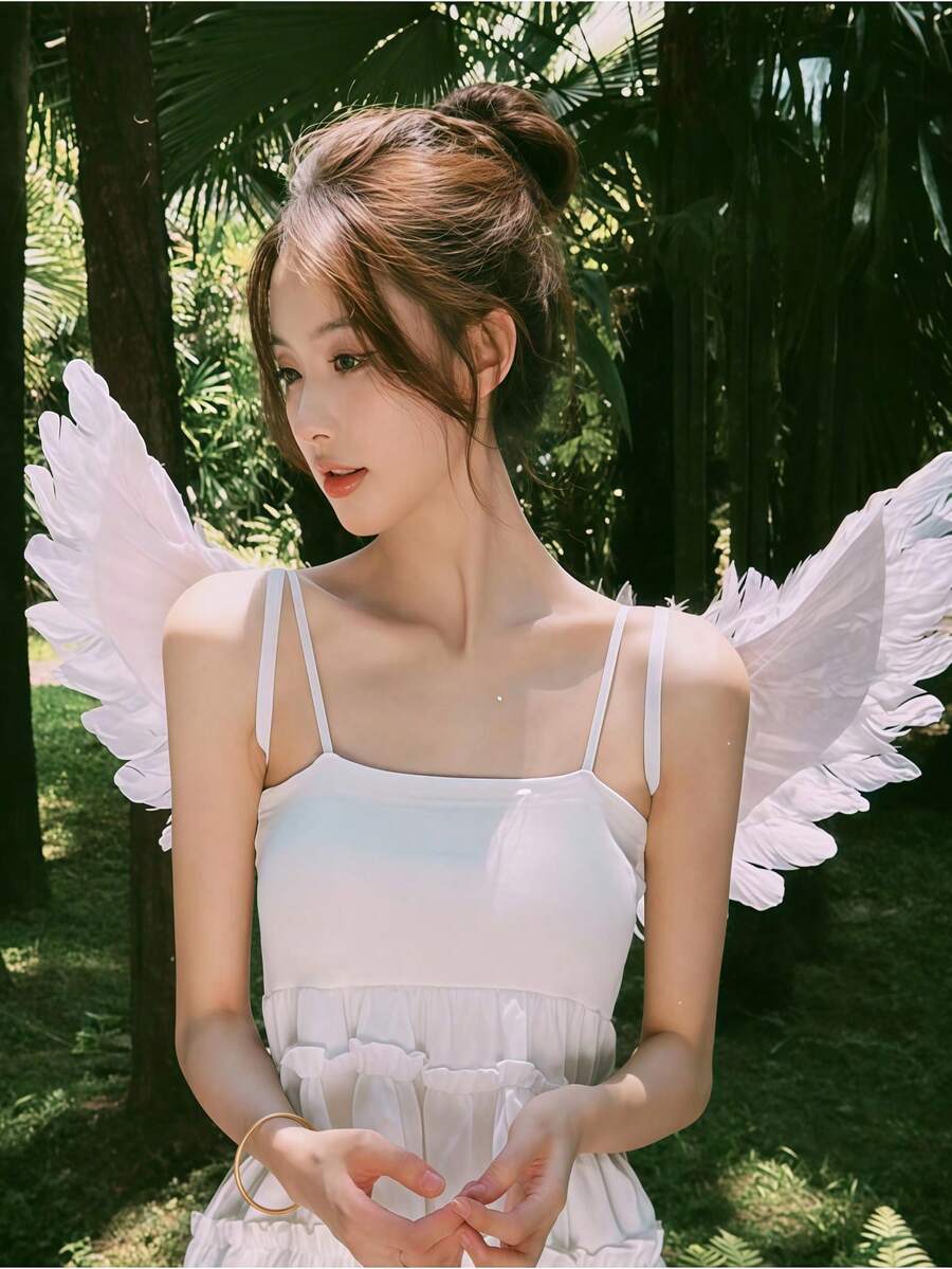 Angel Feather Floating Wings, Suitable For Valentine's Day, Halloween, Ramadan, Easter And Holiday Party Costumes, With Elastic Straps, Suitable For Adult Women Cosplay - Multicolor - View 1