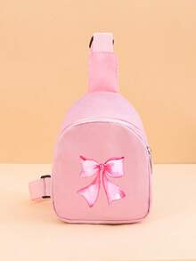 1PC Cute Bow Print Crossbody Bag For Little Girls, Adjustable Shoulder Strap Zipper Storage Chest Bag, Suitable For Toddlers Daily Outings And Casual Use, Can Be Given As A Gift - Deep Pink - View 11