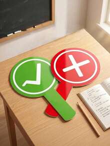 Handheld Right/Wrong Sign With Handle, High-Quality Rigid Board Response Paddle, Suitable For Meeting Voting, Debate Competition, Live Q&A, Event Judging, Seminar Interaction - Multi-color - View 2