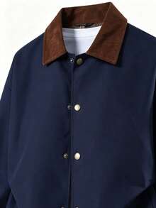 Vancamel Pulse Men's Spring/Autumn Solid Color Lightweight Baseball Jacket, Loose Fit Comfortable Sports Outdoor Top With Large Pocket Design - Navy Blue - View 4