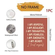 1pc Wall Art, Quotes Poster, I Am Hopeful Resilient Thoughtful Fearless Energetic Ready I Trust Myself, Boys Girls Wall Art For Boys Bedroom, Suitable For Living Room, Bedroom Decoration, Housewarming Gift, Frameless, Halloween Christmas Decor - Text a - View 9