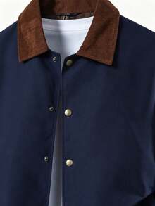 Vancamel Pulse Men's Spring/Autumn Solid Color Lightweight Baseball Jacket, Loose Fit Comfortable Sports Outdoor Top With Large Pocket Design - Navy Blue - View 5