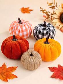 Set 5 Buah Buatan Campuran, Dirancang untuk Hari Thanksgiving, Musim Panen, Halloween, Dekorasi Rumah Musim Gugur, Kombinasi Berbagai Bahan Kain Kotak-kotak, Gaya Pedesaan Amerika Klasik, Dekorasi Suasana Musim Gugur Serbaguna untuk Meja, Keranjang Bunga, Pajangan Jendela, Meja Makan, Bebas Perawatan dan Dapat Digunakan Kembali - beraneka warna - View 1