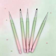 Pink & Green Gradient Dual-Ended Nail Art Brush, 2-In-1 Dual-Ended Design, Flexible Nail Art Creation - Pink - View 5