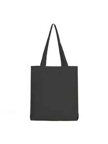 Solid Color Men's Shoulder Tote Bag, Versatile Shopping Bag, Striped Large Capacity Canvas Bag - Black - View 4