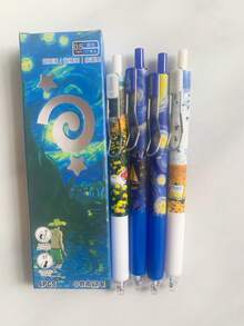 Van Gogh "The Starry Night" 2pcs/4pcs Ballpoint Pens: High-Quality Retractable 0.5mm Fine Tip, Smooth Writing, Perfect For Journaling And School Use - Multicolor - View 8