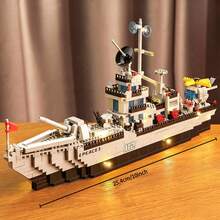 Ocean Vessel Building Blocks Set 300+Pcs Naval Ship Model With Helicopter DIY Warship Building Kit STEM Toy Gift For Him - Multicolor - View 3