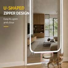 1pc Multi-Size Optional No-Drill Nano Material Upgraded Cat-Proof Door Curtain, Modern Style Black & White Dual Color Rectangular Zipper Design, Ventilated Mosquito Net Cat Barrier, Suitable For Bedroom, Living Room And Home Use - Upgraded Version - View 3