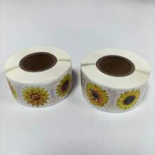 Round Sunflower Decorative Sticker Roll, Floral Self‑Adhesive Stickers For Gift Envelope Cup DIY Decoration - Multicolor - View 6