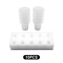 20/10pcs Plastic Hydroponic Vegetable Baskets (With Square Sponge Planting Baskets), Secures Seeds, Prevents Drifting, Transparent To See Roots, Balcony Greenhouse Hydroponic System Accessories, Soil-Free Planting Cups - A - View 11