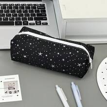 Star Polka Dot INS Minimalist Cute Canvas Pencil Case, Highly Attractive Large Capacity Zipper Student Stationery Storage Bag - Star Pencil Case - View 8