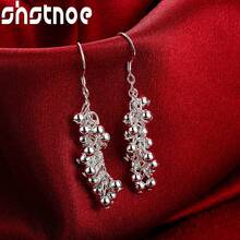 Hot 925 Sterling Silver Plated Creative Grape Beads Drop Earrings For Woman Fashion Birthday Party Fine Gifts Elegant Noble Jewelry - Silver - View 10