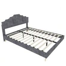 Modern Minimalist Soft Bed, Comfortable And Soft Headboard, Multifunctional Bedroom Furniture, Low Box Spring Bed Frame Without Lift Function, Including 140*200 Cm Mattress. - Grey - View 9