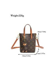 Dedoo Bolsa Tote Mini Transversal Feminina,Bolsa de Mão Monograma Vintage,Pingente de Urso Ferragens Douradas Alça Destacável Leve Bolsa Retrô Diária para Senhoras - Multicolorido - Visão 7