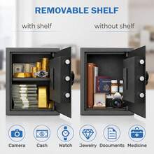 Fingerprint Medium Safe Box For Home, Digital Security Safe With Biometric Lock, Keypad & Emergency Keys, Fireproof Waterproof Document Bag Included, Anti-Theft Safe For Cash, Jewelry, Passport And Valuables-36L - 36L-medium - View 5