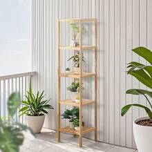 Five‑Tier Bamboo Storage Shelf With Hollow Breathable Shelves, Stable And Durable. Its Vertical Design Saves Space, Suitable For Bathrooms And Living Rooms. Multi‑Layer Partitioned Storage For Various Sundries. - Multicolor - View 6
