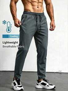 Men's Outdoor Sports Pants With Drawstring Adjustable Waist, Suitable For Outdoor Sports, Street Activities And Daily Commute - Grey - View 9