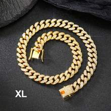 Rhinestone Gold Dog Collar, Hip Hop Style Gold Dog Necklace, Big Gold Chain Cat Collar, Full Rhinestone Fashion Pet Collar - Gold - View 11