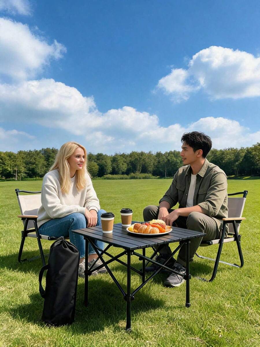 Portable Outdoor Folding Table, Lightweight Aluminum Table With Storage Bag, Suitable For Camping, BBQ, Picnic And Travel