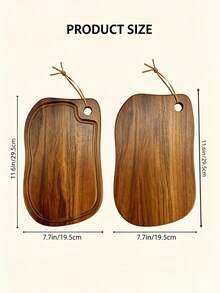 Wooden Cutting Board, Household Kitchen Chopping Board, Deep Groove Design, Double-Sided Wooden Serving Tray, Leather Hanging Strap, Home Kitchen Essential, Suitable For Cutting Meat, Fruit, Vegetables, Cheese, Breakfast, Dinner, Party Decorative Platter - Khaki - View 7