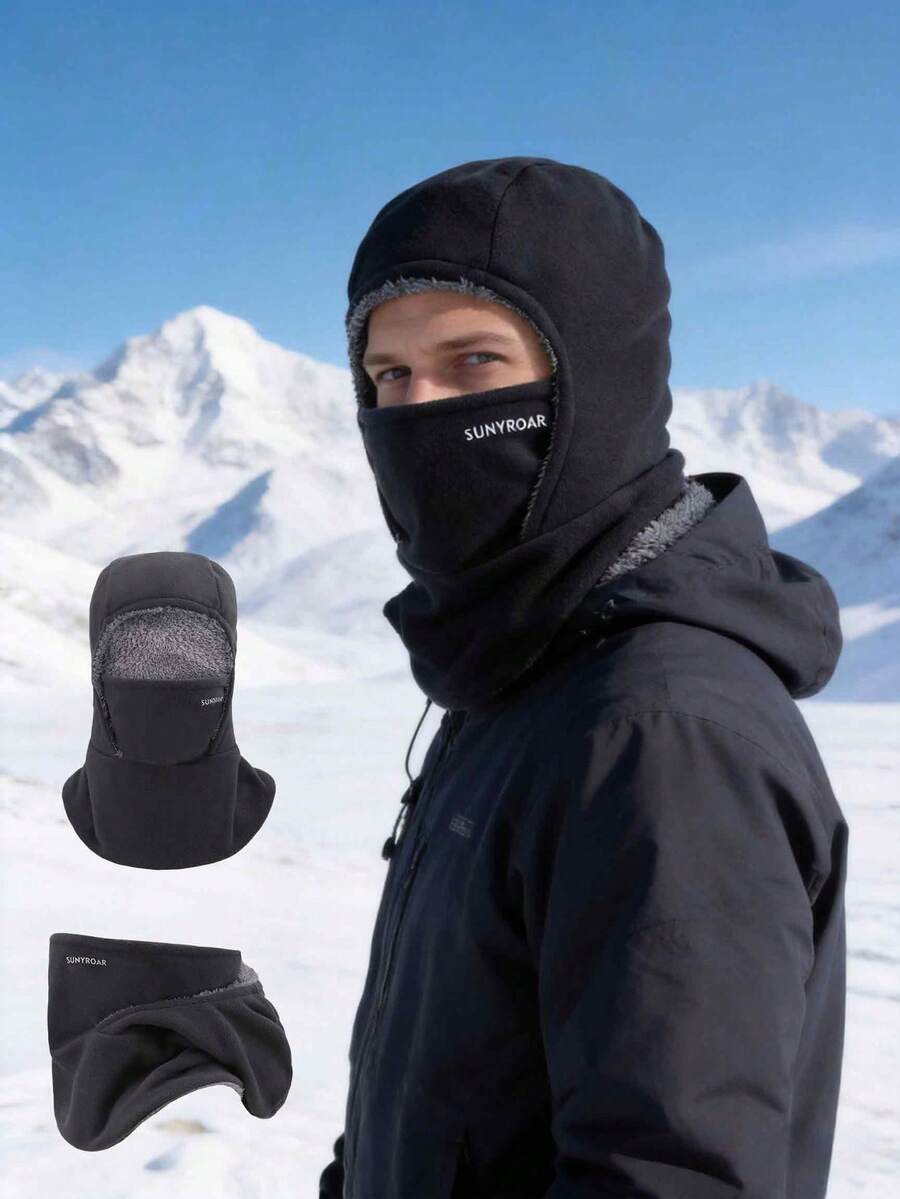 Thermal Balaclava Winter Face Mask, Double-Layer Thick Fleece ThermalWindproof Fleece Warm Ski Hood Neck Warmer For Motorcycle Cycling Skiing Running - A - View 1