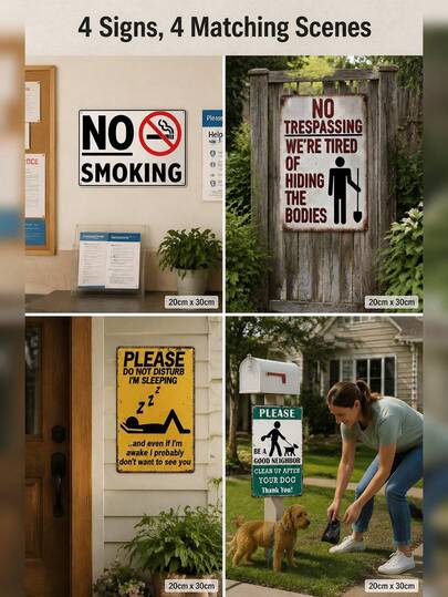 1pc Vintage Humorous Warning Metal Sign, Funny Retro Room Decor Plaque, Suitable For Bedroom, Garage, Bar, Patio, Dorm, Pet Area And Home Wall Art Gift, Multiple Styles Available, Suitable For Daily Space Decoration, Outdoor Garden/Home/Room Decor